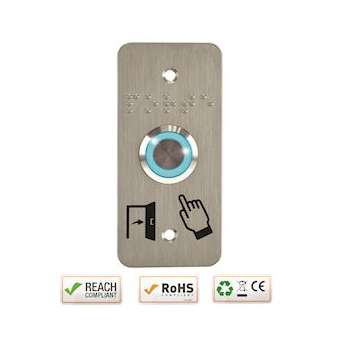 Bouton poussoir acier inox d19 mm Halo bleu 12V DC Contact NO+NC (V) + SSP101|-IZYSS19B12P101