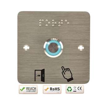 Bouton poussoir acier inox d19 mm Halo bleu 12V DC Contact NO+NC (V) + SSP201|-IZYSS19B12P201