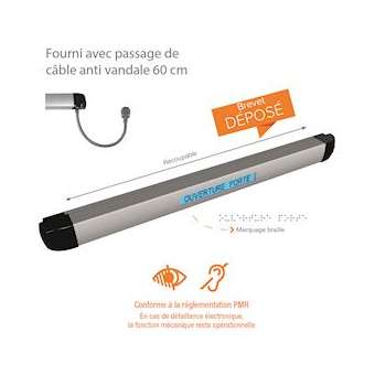 Barre contact PMR 850 mm 2 Ctc Autonome /Pilotable 12/24V DC Pass. câble 60 cm|-IZYSPB85010DLV60