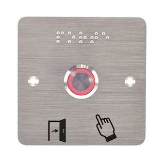Bouton poussoir acier inox d19 mm Halo rouge 12V DC Contact NO+NC (F) + SSP201|-IZYSS19R12WP201