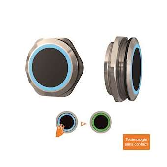 Capteur IR diam. 38 mm 12/24V DC Halo bleu/vert Relais temporisé|-IZYIRS38