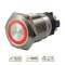 Bouton poussoir acier inox diam. 19 mm Halo rouge 12V DC Contact NO+NC (V)|-IZYSS19R12