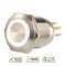 Bouton poussoir acier inox diam. 19 mm Halo blanc 12V DC Contact NO+NC (C)|-IZYSS19W12C