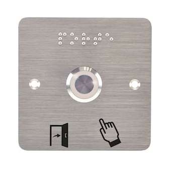 Bouton poussoir acier inox d19 mm Halo blanc 12V DC Contact NO+NC (V) + SSP201|-IZYSS19W12P201