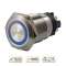 Bouton poussoir acier inox diam. 19 mm Halo bleu 24V DC Contact NO+NC (V)|-IZYSS19B24