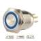 Bouton poussoir acier inox diam. 19 mm Halo bleu 12V DC Contact NO+NC (C)|-IZYSS19B12C