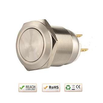 Bouton poussoir acier inox diam. 19 mm Contact NO+NC (C)|-IZYSS19C