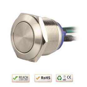 Bouton poussoir acier inox diam. 19 mm Contact NO (F)|-IZYSS19NOW