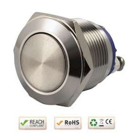 Bouton poussoir acier inox diam. 19 mm Contact NO (V)|-IZYSS19NO