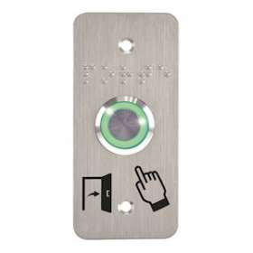 Bouton poussoir acier inox d19 mm Halo vert 12V DC Contact NO+NC (V) + SSP101|-IZYSS19G12P101