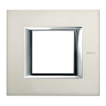 Plaque rectangulaire Axolute Aluminium brossé 2 modules - Naturel|Bticino-TICHA4802XC