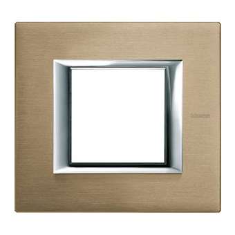 Plaque rectangulaire Axolute Aluminium brossé 2 modules - Titane|Bticino-TICHA4802NX