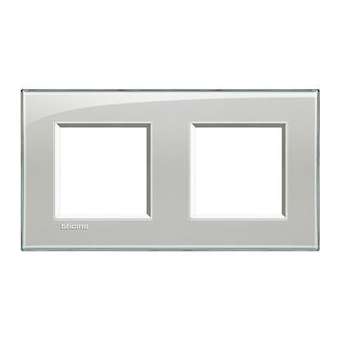 Plaque Livinglight Kristall 2+2 modules horizontal ou vertical - Gris|Bticino-TICLNA4802M2KG