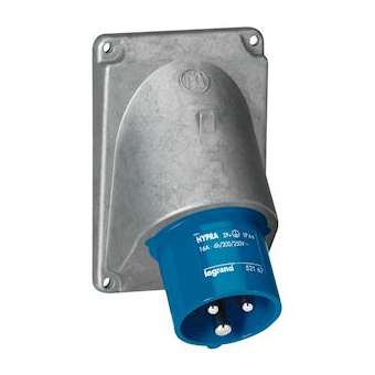 Fiche inclinée Hypra IP44 16A - 200V~ à 250V~ - 2P+T - métal|Legrand-LEG052162