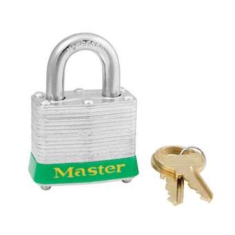 Cadenas en Acier Laminé - 40 mm - Clé différente - Bande de protection verte|Master lock europe-SKP3GRN