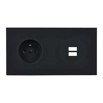 Façade DESIR NOIR SOFT TOUCH DOUBLE HORIZONTALE PC U1|Modelec-MD8259-808