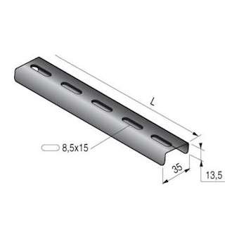 Profilé perforé U 35x13.5x2.00, 3m, SZ|Niedax France-NDX015206