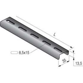 Profilé perforé U 35x13.5x2.00, 3m, SZ|Niedax France-NDX015206
