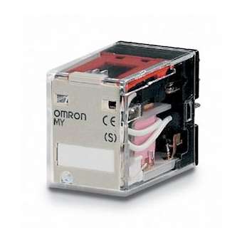 Relais miniature, 24 vc.a., 4 inverseurs, 5 a, montage sur socle|Omron electronics-OMRMY424VAC(S)