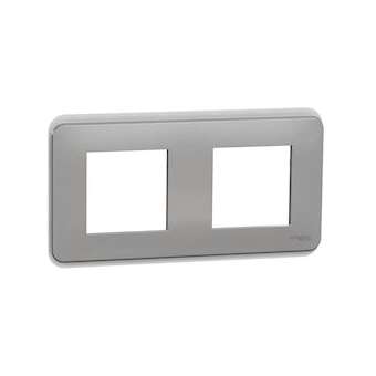 Unica Pro - plaque de finition - Alu - 2 postes|Schneider Electric-SCHNU400430