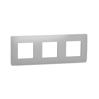 Unica Studio - plaque de finition - Alu - 3 postes|Schneider Electric-SCHNU200630