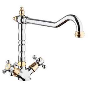 Mélangeur évier bec mobile style chrome + or|Paini france-PIN1895CO