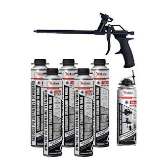 Lot de 5 mousses PU pistolables avec 1 nettoyant et 1 pistolet|Bizline-BIZ710389