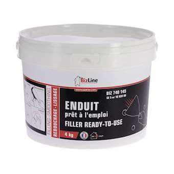 Enduit de rebouchage/lissage standard prêt à l'emploi en seau (4 kg)|Bizline-BIZ740145