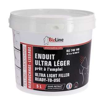 Enduit de rebouchage/lissage ultra léger prêt à l'emploi en seau (5 l)|Bizline-BIZ740140