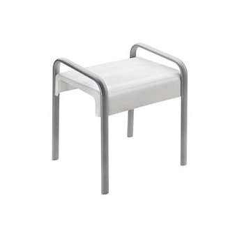 Tabouret de douche de sécurité 461x526X580mm, alu. D 38x25mm gris, assise blanc|Pellet asc-PT4047771