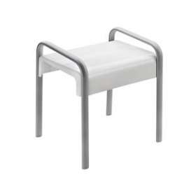 Tabouret de douche de sécurité 461x526X580mm, alu. D 38x25mm gris, assise blanc|Pellet asc-PT4047771