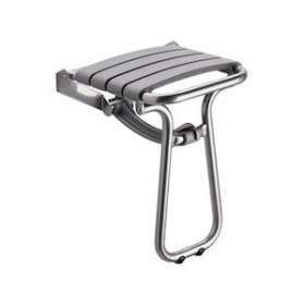 Siège de douche 4 lattes grise, avec béquille gris chrome, H 500 mm, alu. D 25m|Pellet asc-PT4047642