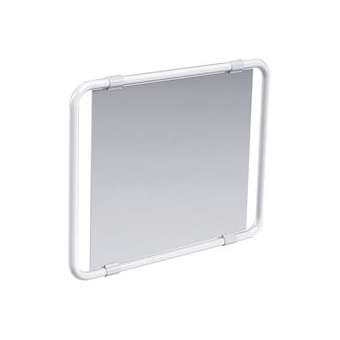 Miroir orientable 60 x 50 cm, multidirectionnel, avec poignée, cadre alu. Blanc|Pellet asc-PT4047601