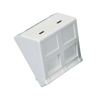 Plastron vide 2 ports 45x45 incliné 40DEG avec clapet anti-poussière|Gigamedia-GGM623020100