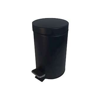 Poubelle à pédale à poser 3 litres 270 x 230 mm, D 167 mm, acier laqué noir mat|Pellet asc-PT4872403
