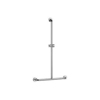 Barre d'appui en T 600x1100 mm, support douchette, inox poli brillant D 32 mm|Pellet asc-PT4000110