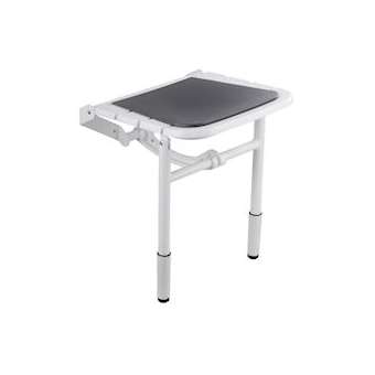 Siège de douche 4 lattes blanc avec coussin gris et pieds réglables en hauteur|Pellet asc-PT4047835