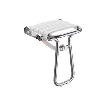 Siège de douche 4 lattes blanc, avec béquille gris chrome, H 500 mm, alu. D 25m|Pellet asc-PT4047631